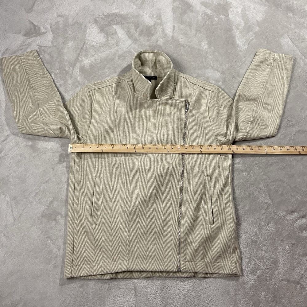 Banana Republic Beige Herringbone Moto Jacket Mid-weight Classic Preppy Womens L - Picture 6 of 8